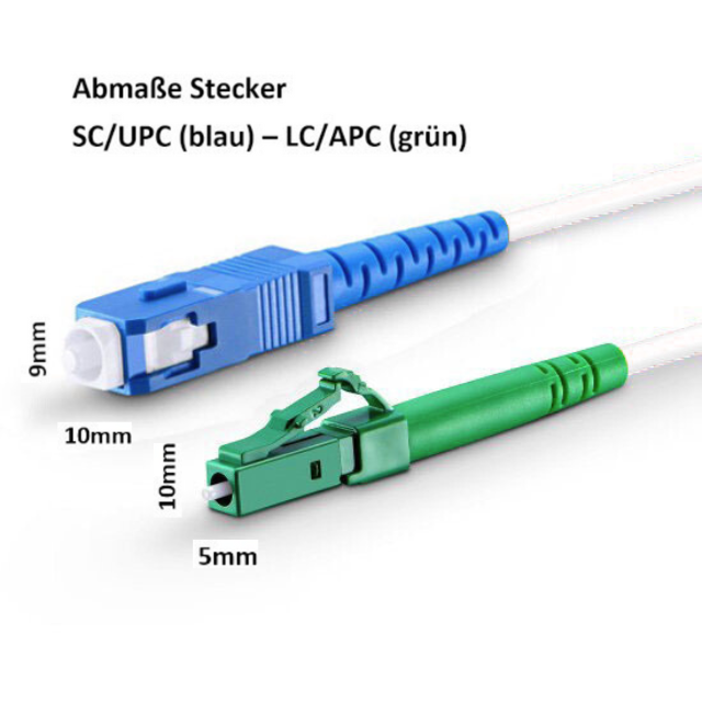 0,25m-75m LC/APC-SC/UPC weiß Simplex OS2 Glasfaser Kabel