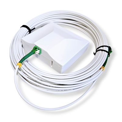 5m-20m LCA (8°) Glasfaserkabel weiß mit Anschlussdose FLEXI KIT