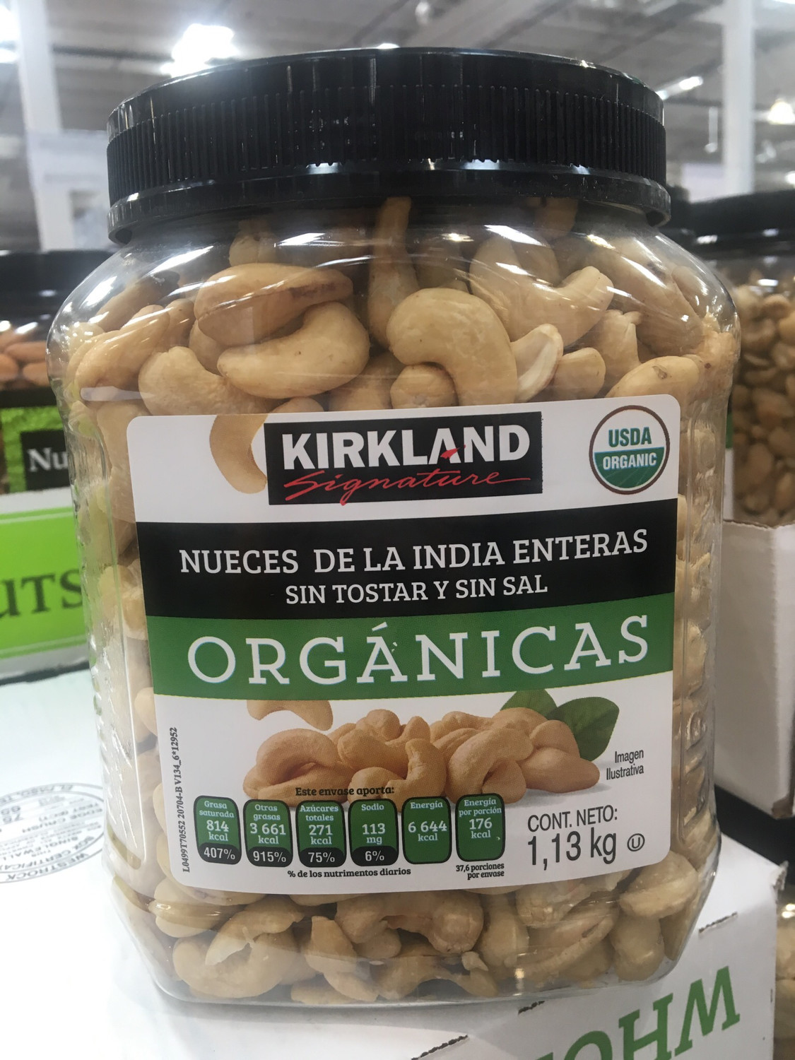 Kirkland Organic Cashew Nuts (untoasted And No Salt) 1.13 Kg