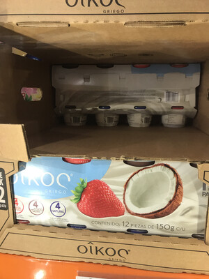 Oikos Greek Yogurt with fruit (Strawberry, coconut, natural) 12 pieces 