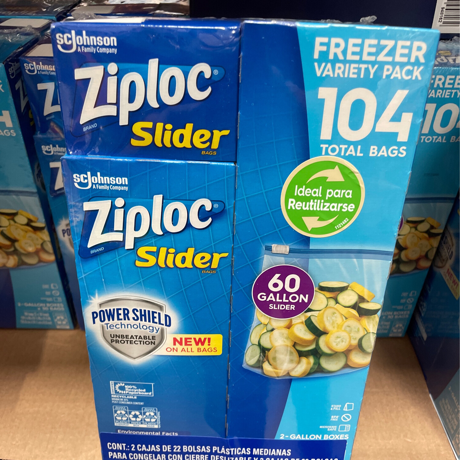 Ziploc Freezer bags - 4pck gal bags (124 bags) *