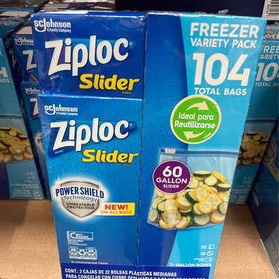 Ziploc Freezer bags - 4pck gal bags (124 bags) *