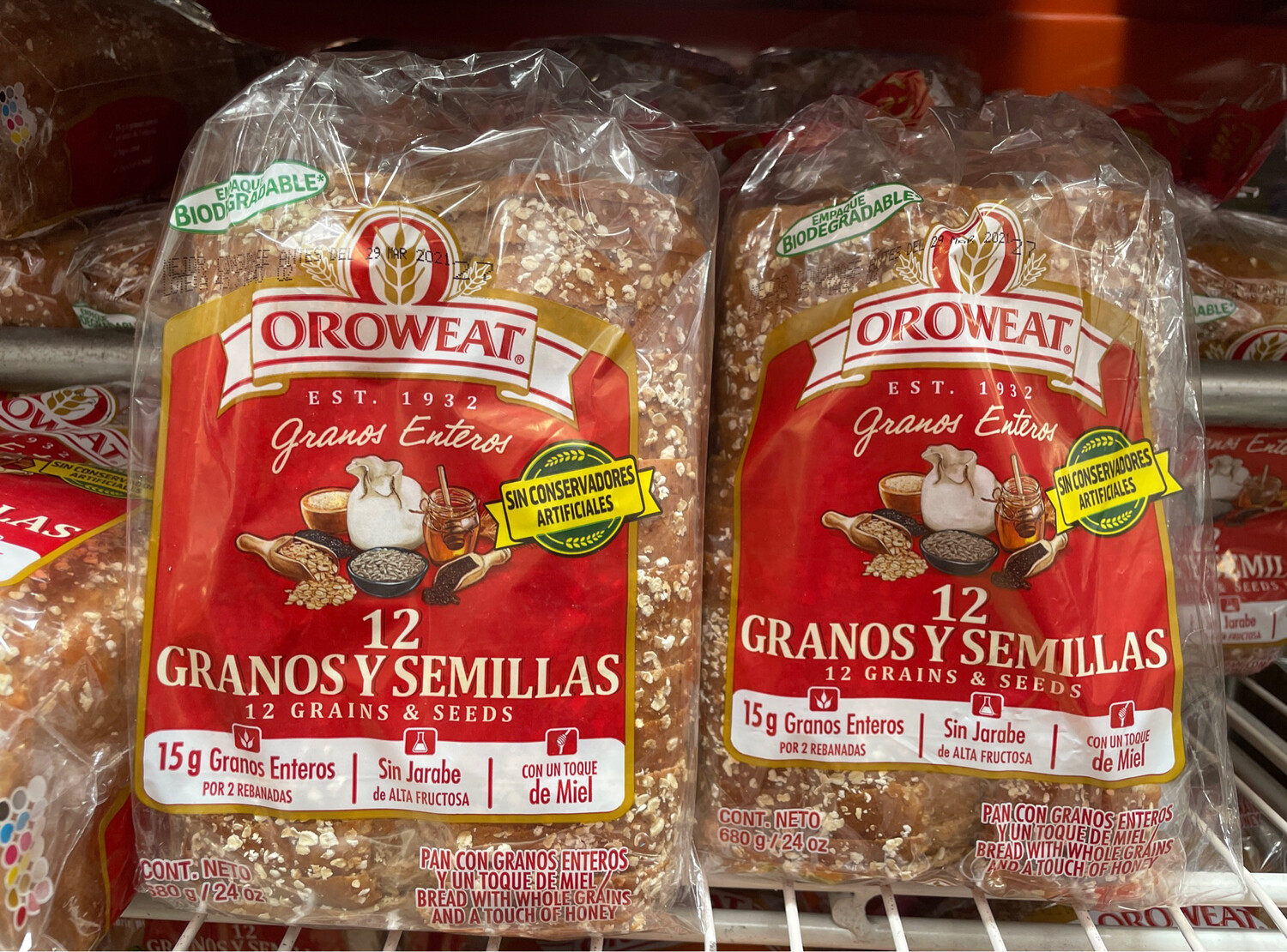 Oroweat Bread 2/680g 12 Grains and Seeds