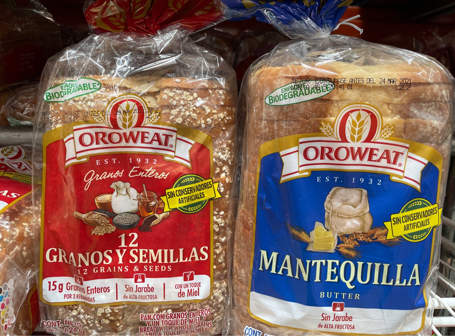 Oroweat Bread 2/680g 12 Grains and Seeds-Butter