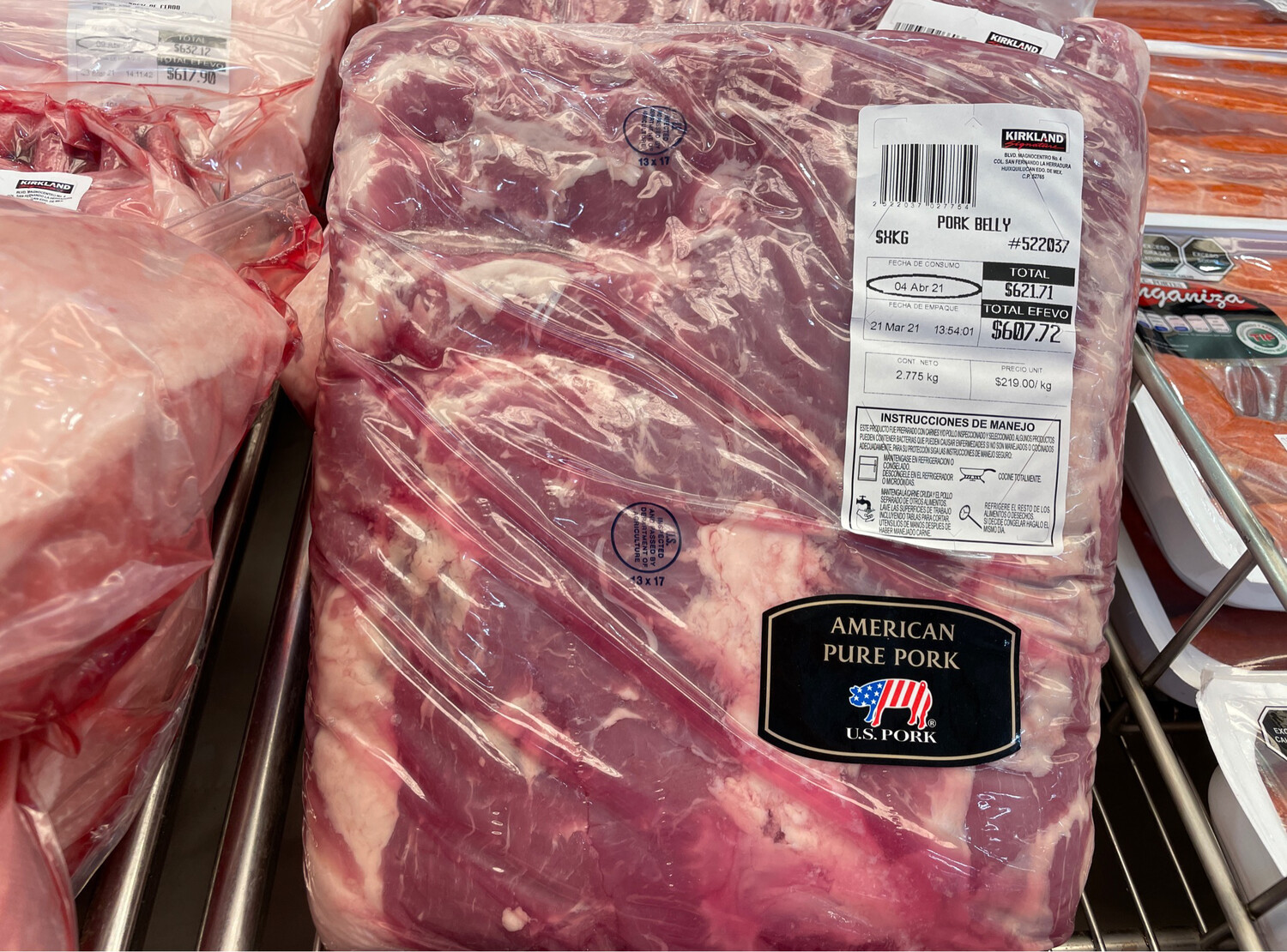 Kirkland Whole Pork Belly - (Price per Kilo more or less 2.7kg)