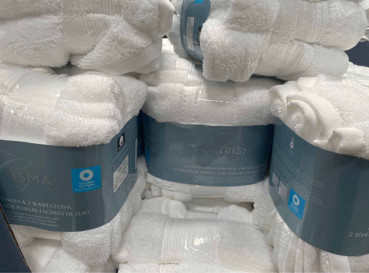 Charisma Hand &amp; Washcloths Towels White - 2 each 4 total 