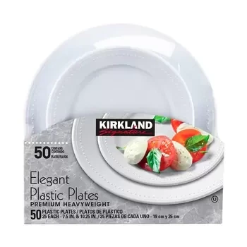 Kirkland Elegant Plastic Plates Dinner &amp; Dessert 50pz (25/7.5’ - 25/10.25’)   *