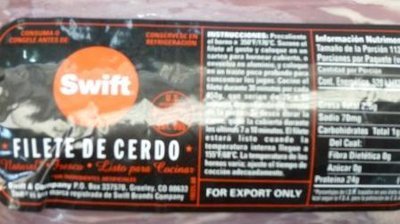 Swift Filete de Cerdo - Pork Loin - Sold by Kilo