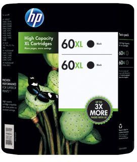 HP #60XL Black Printer Cartridge - 2 pack   *