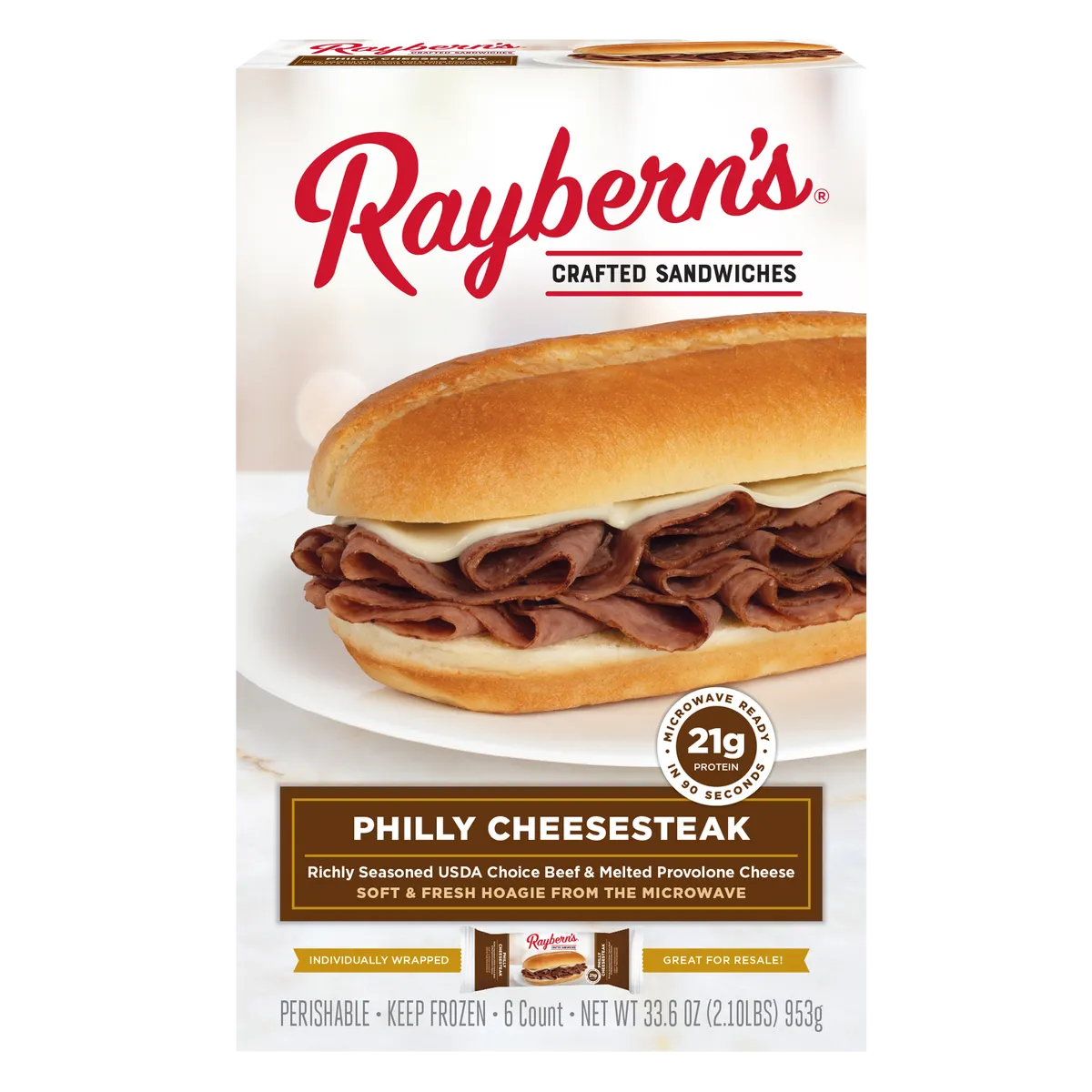 Raybern’s Philly Cheesesteak (6 sandwiches) (frozen)