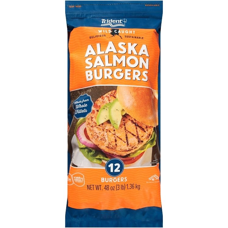 Trident frozen Salmon Burger Patties 12 pieces