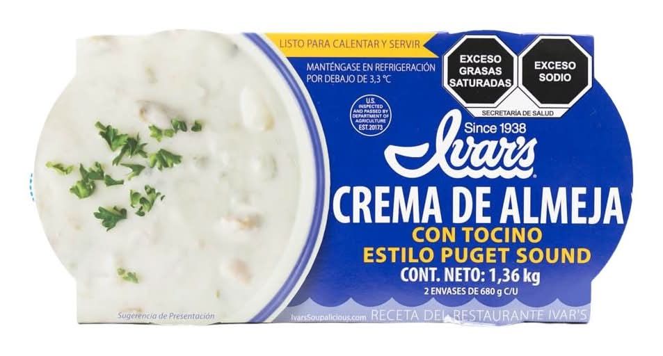 Ivar's Clam Chowder Soup with Bacon 2 tubs/680g