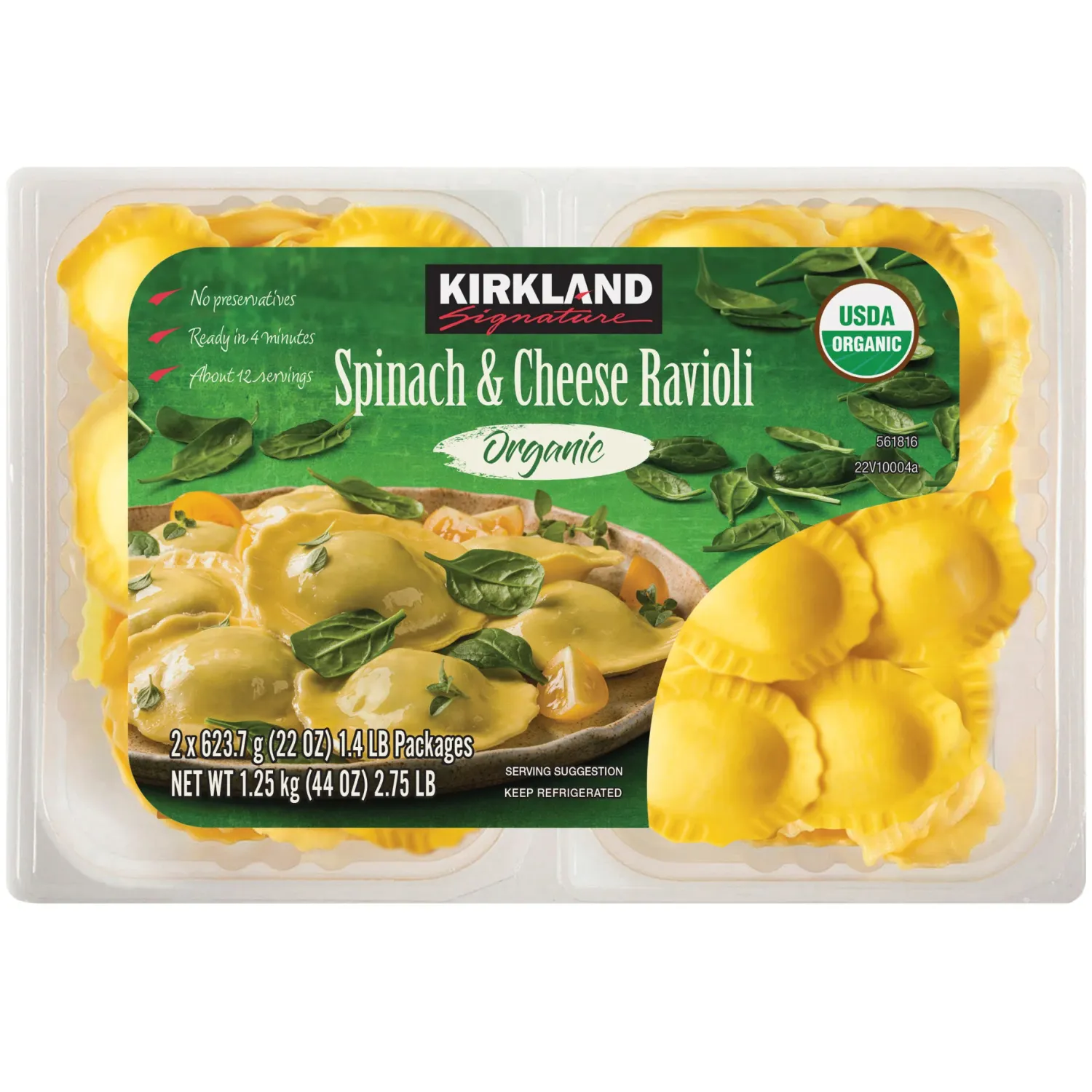 Kirkland Ravioli Spinach &amp; Cheese - 2 pack