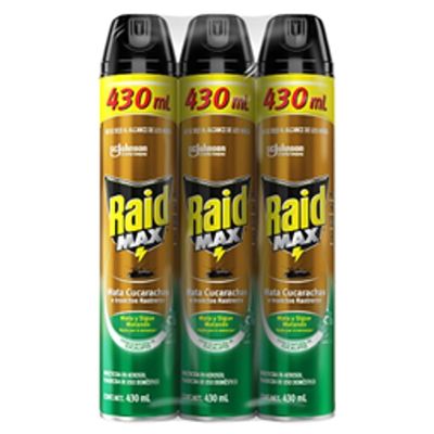 Raid MAX Roach &amp; Other Pests Spray - 3 cans   *