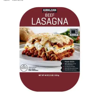 Kirkland Lasagna - Ground Beef - Frozen 2pack