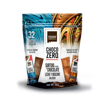 Picard Mini Chocolate Bars (Milk &amp; Dark) - Zero Sugar - 32 pieces