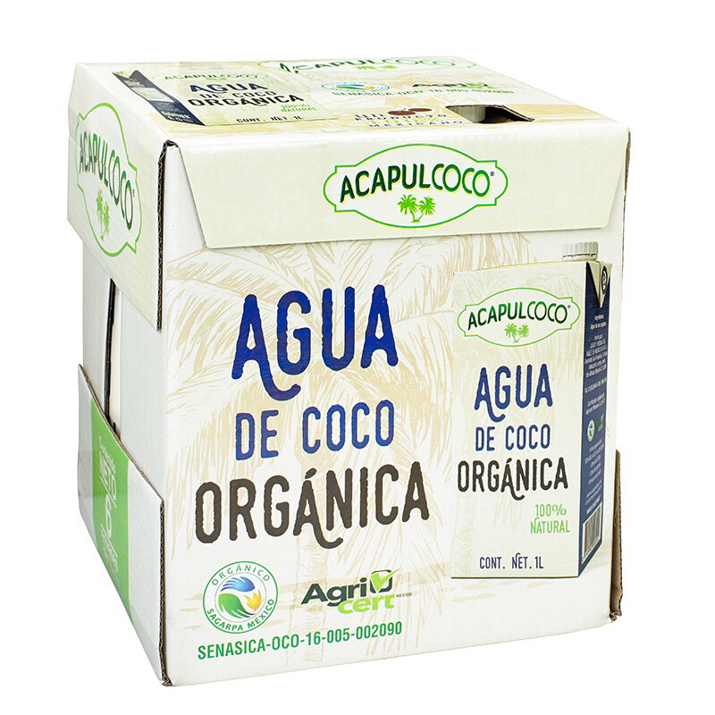 Acapulcoco Organic Coconut Water 1 Liter/6 pack