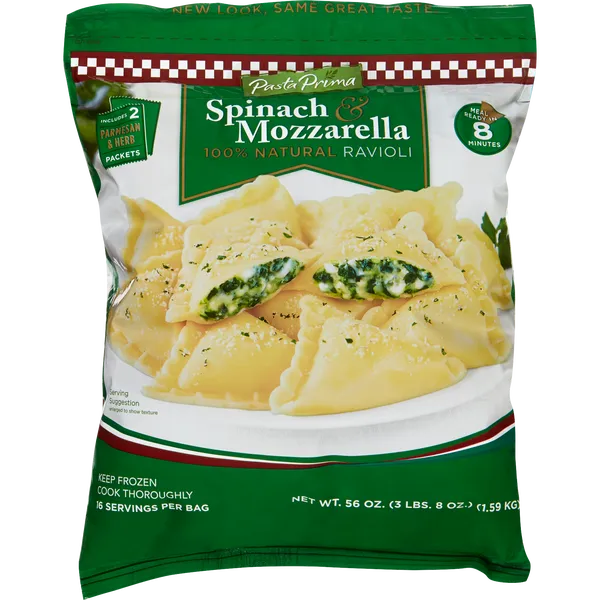 Pasta Prima Ravioli with Mozzarella and Spinach (Frozen) 1.59kg