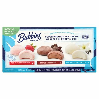 Bubbies Mochi Ice Cream (Strawberry, Chocolate, Vanila) 18pz