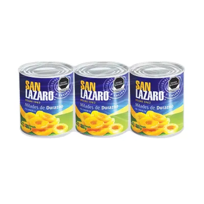 San Lazaro Sliced Half Peaches (3 cans of 800g)