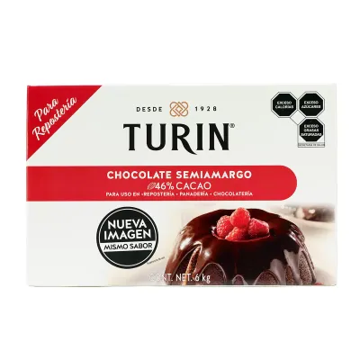 Turin Semi-Sweet (46%) Chocolate Slab 6kg