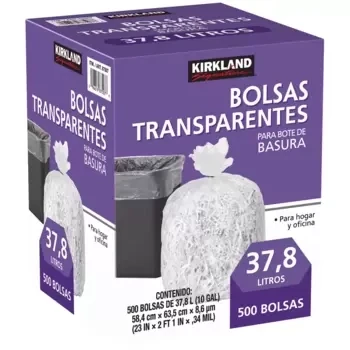 Kirkland Clear Trash Bags (37.8L) (500 bags) (PURPLE BOX)