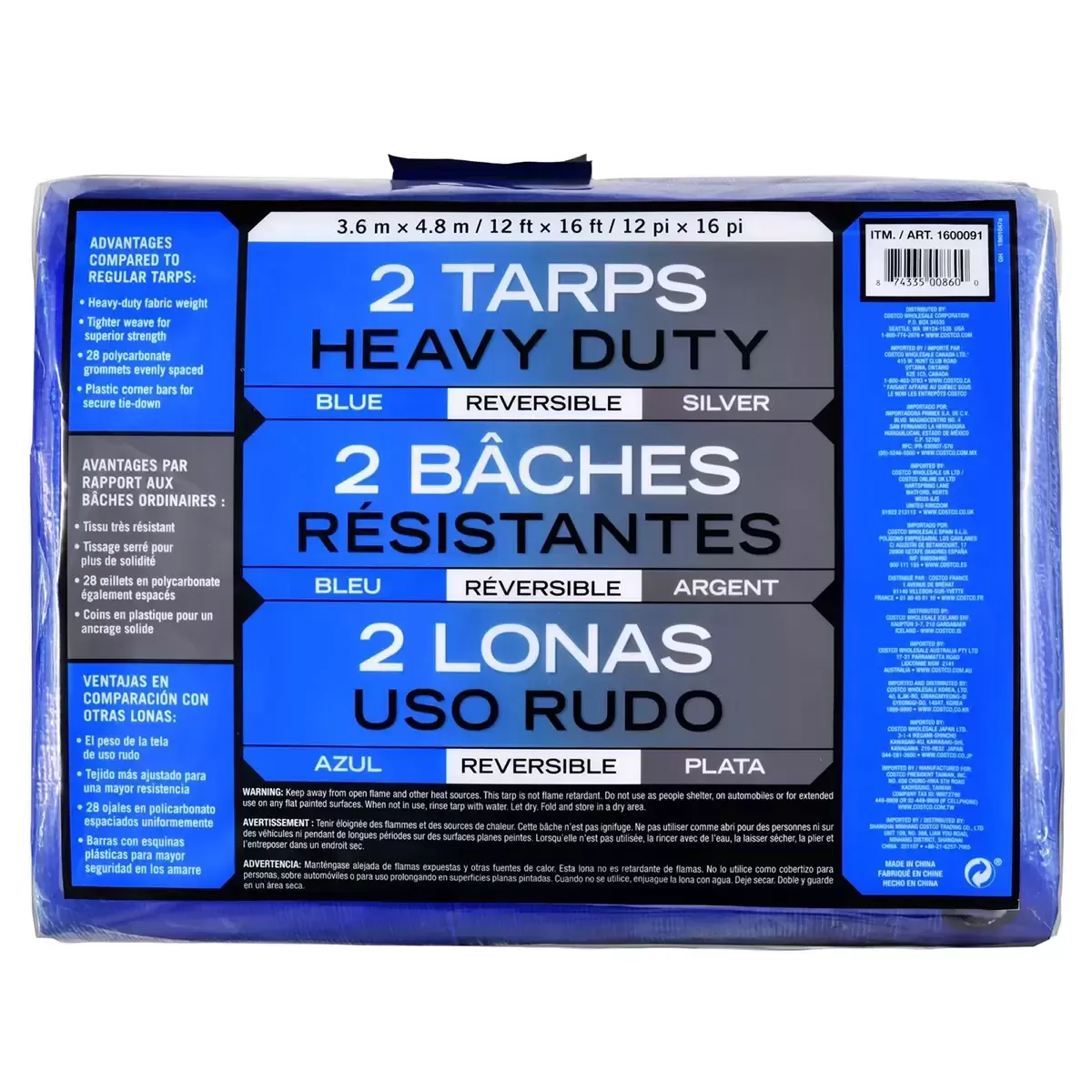 Gyoya Heavy Duty Plastic Tarps 3.6m x 4.8m - 2 pack