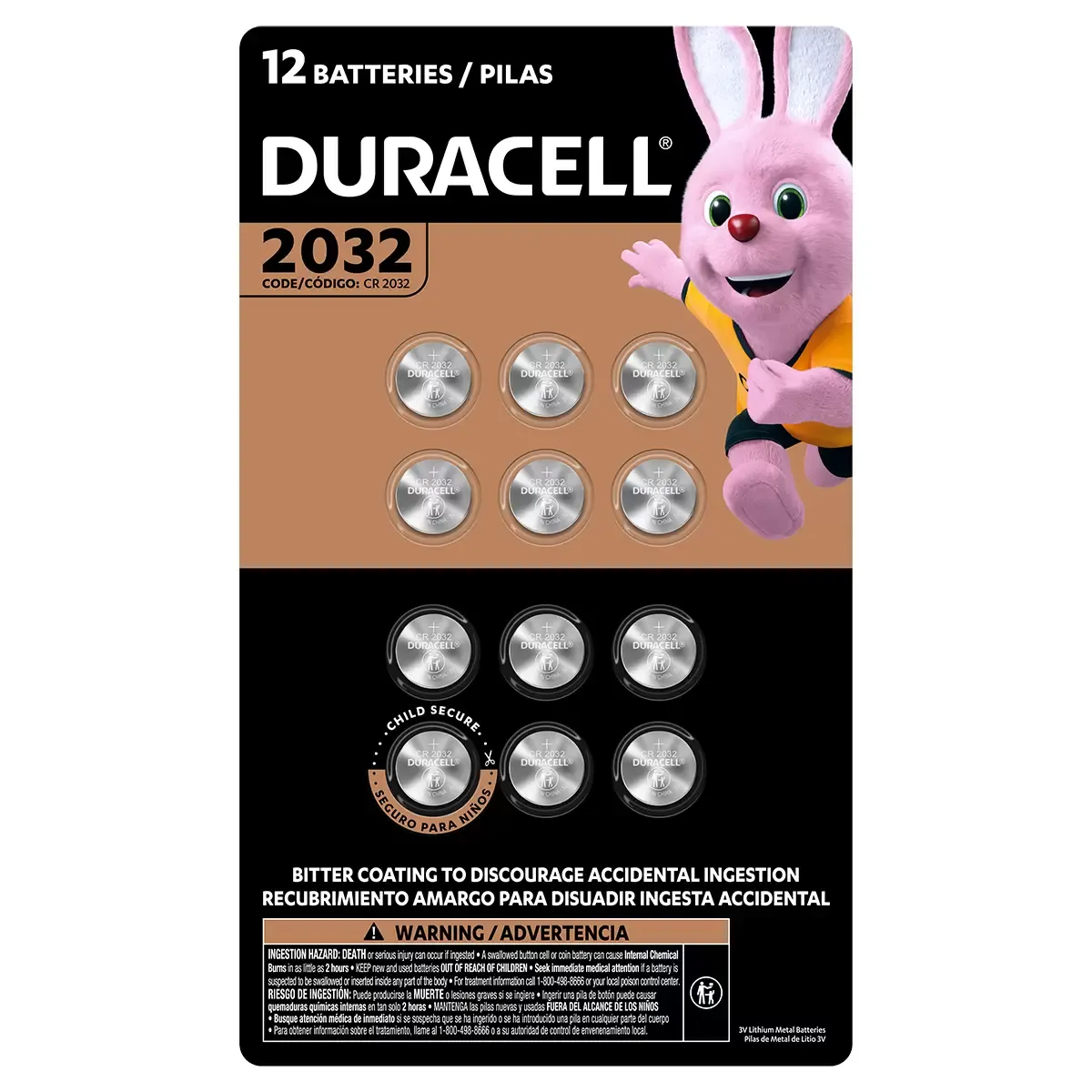 Duracell Lithium 2032 3V batteries - 12 pieces