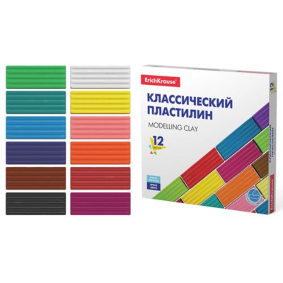 Классический пластилин ErichKrause® Basic 12 цветов, 192г