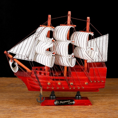 Корабль сувенирный малый «Вингилот», борта красное дерево, паруса белые, 4*20*20
