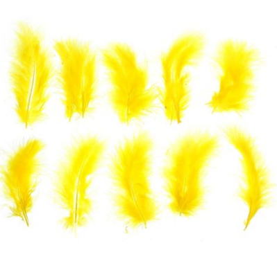 Набор перьев для декора 10 шт., размер 1 шт: 10 *2 см, цвет жёлтый