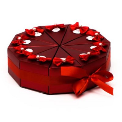 Набор сборных коробок в виде торта, красный, 12* 8*6 см