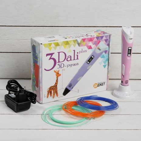 3D ручка 3Dali Plus (KIT FB0021Pk), ABS и PLA, розовая (+ трафарет и пластик)