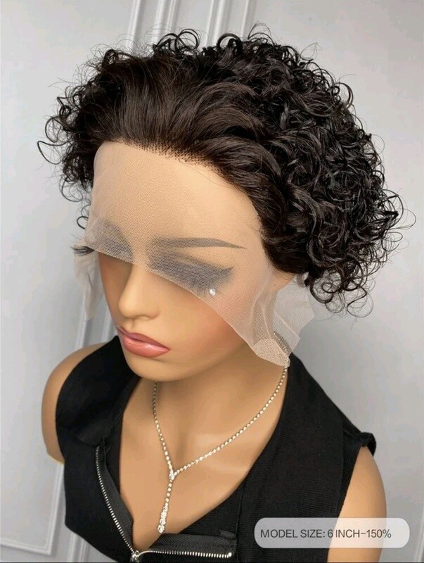 6-8inch Black Pixie 13x1 Lace Front Wig