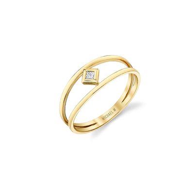 Michael M Princess Bezel Double Shank Ring