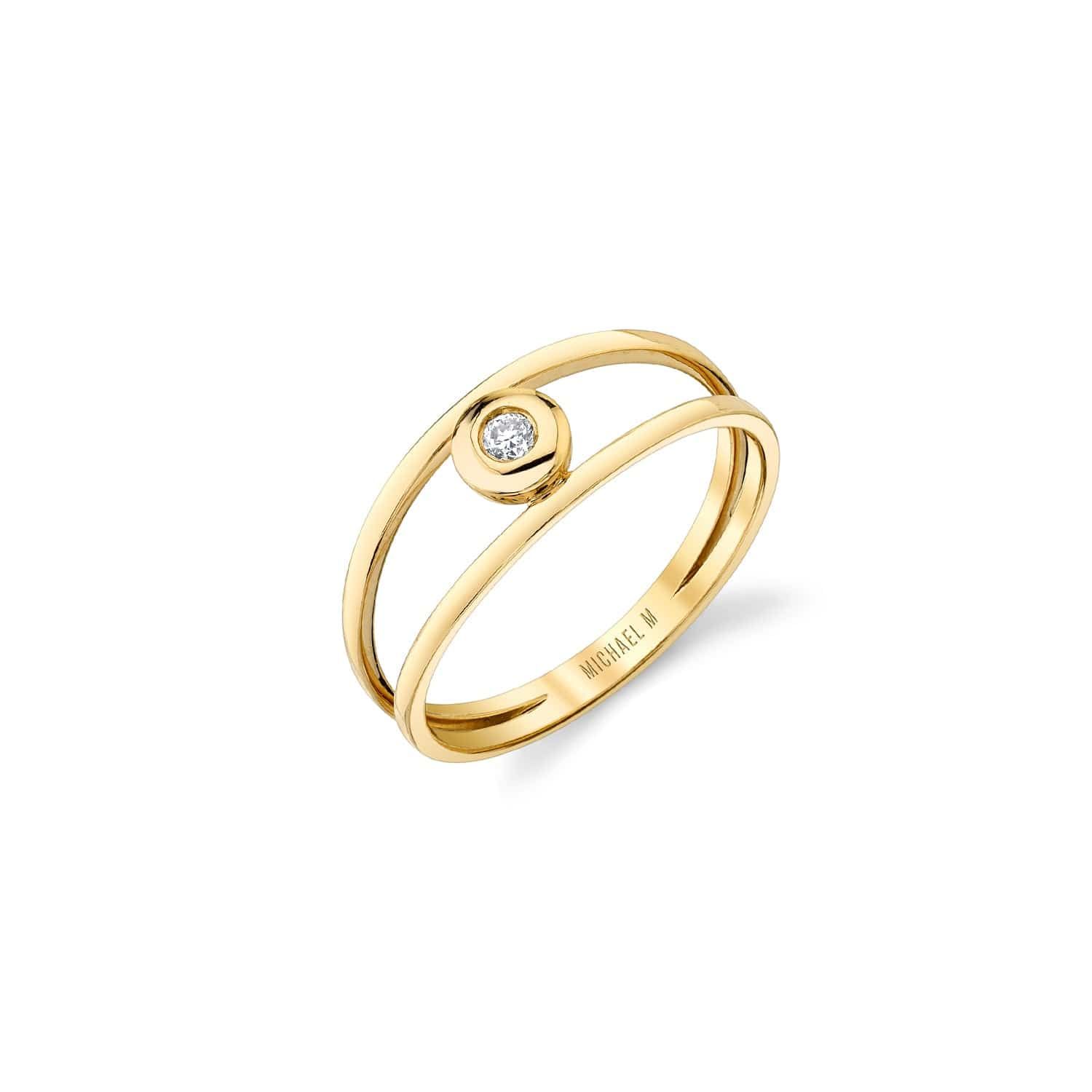 Michael M Round Bezel Double Shank Ring