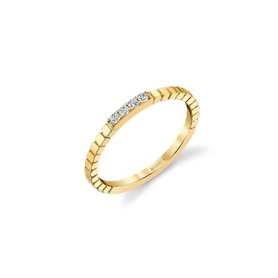 Michael M Etched Four Diamond Band