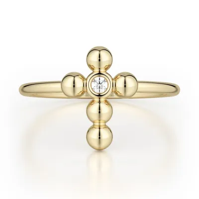 Michael M Single Diamond Cross Ring