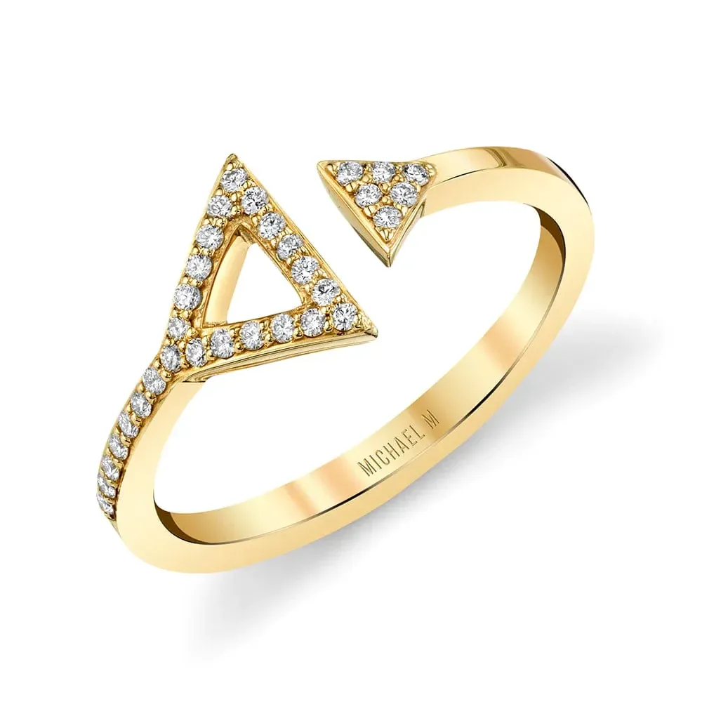Michael M Double Diamond Triangle Ring