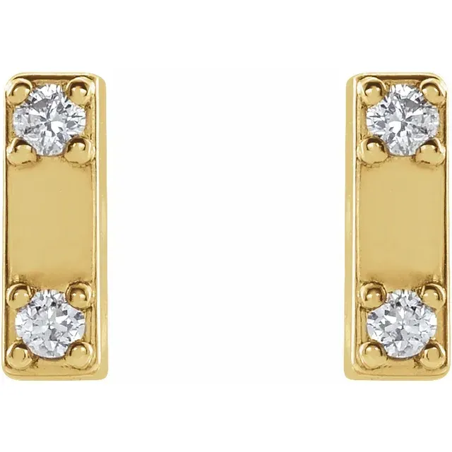 Brittney's Picks 14K Yellow .03 CTW Natural Diamond Two-Stone Bar Earrings