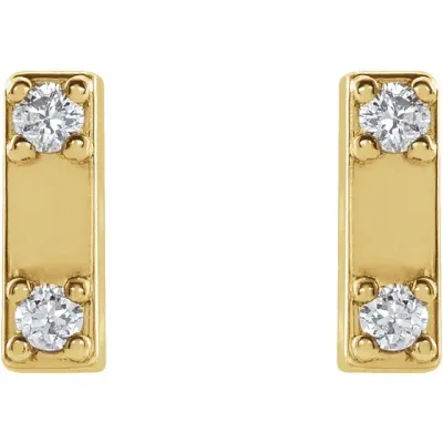 Brittney's Picks 14K Yellow .03 CTW Natural Diamond Two-Stone Bar Earrings