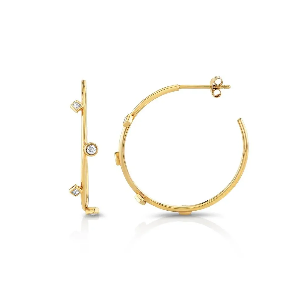Michael M Mixed Shape Bezel Hoops