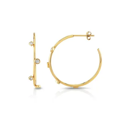 Michael M Mixed Shape Bezel Hoops