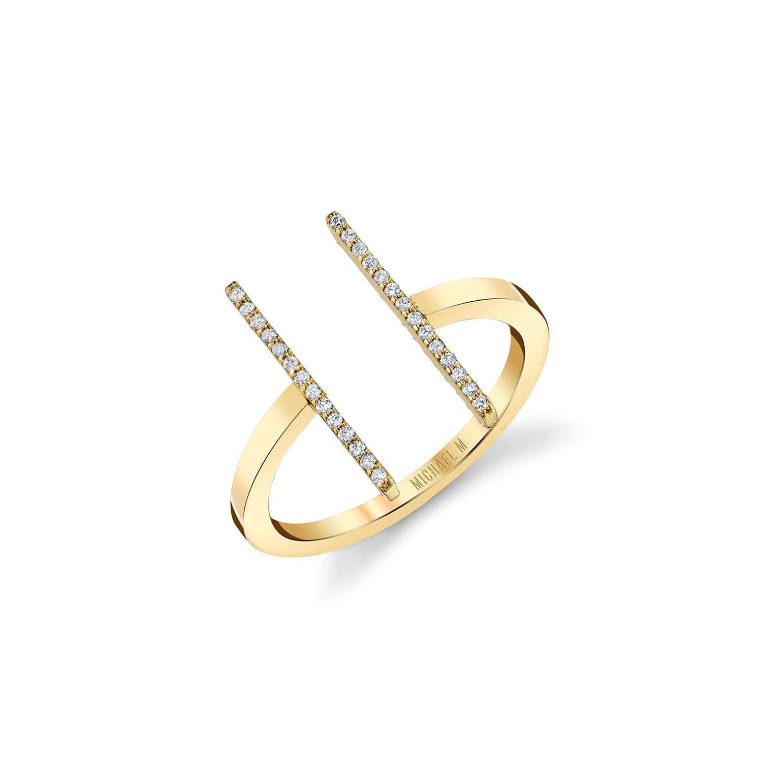 Michael M Double Bar Diamond Mix Ring