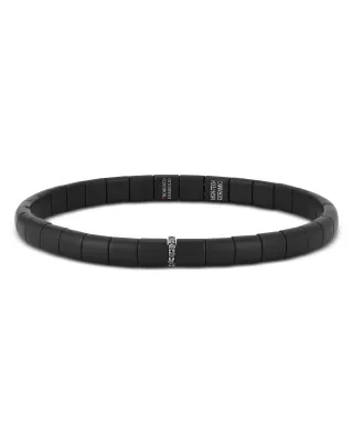 Demeglio Men's Pura Black Diamond & 18K White Gold Single Bead Stretch Bracelet