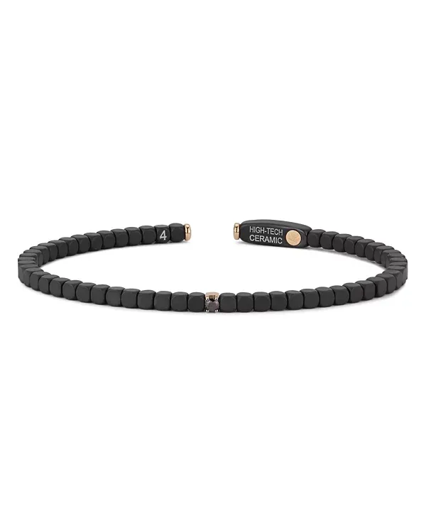 Demeglio Men's Dado Black Diamond & 18K White Gold Single Bead Bracelet