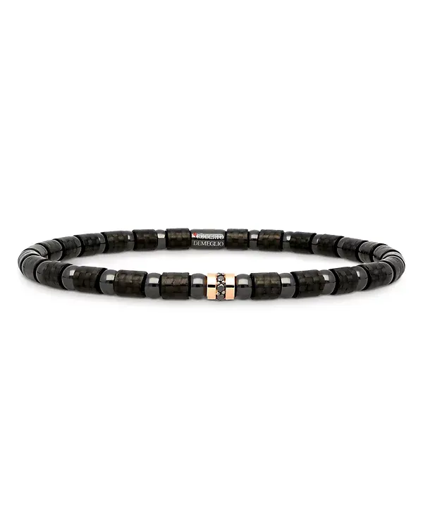Roberto Demeglio Men's Carbon Black Diamond & 18K Rose Gold Stretch Bracelet