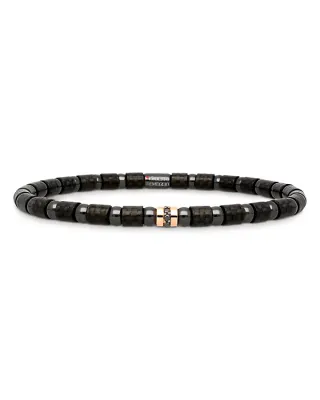Demeglio Men's Carbon Black Diamond & 18K Rose Gold Stretch Bracelet