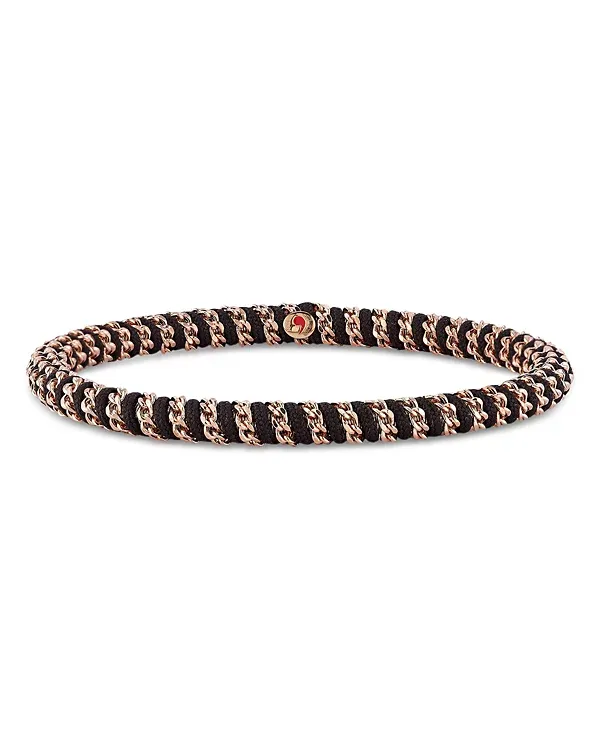 Demeglio Men's 18K Rose Gold Gio Black Nautical Cord Stretch Bracelet