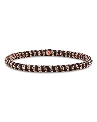 Demeglio Men's 18K Rose Gold Gio Black Nautical Cord Stretch Bracelet